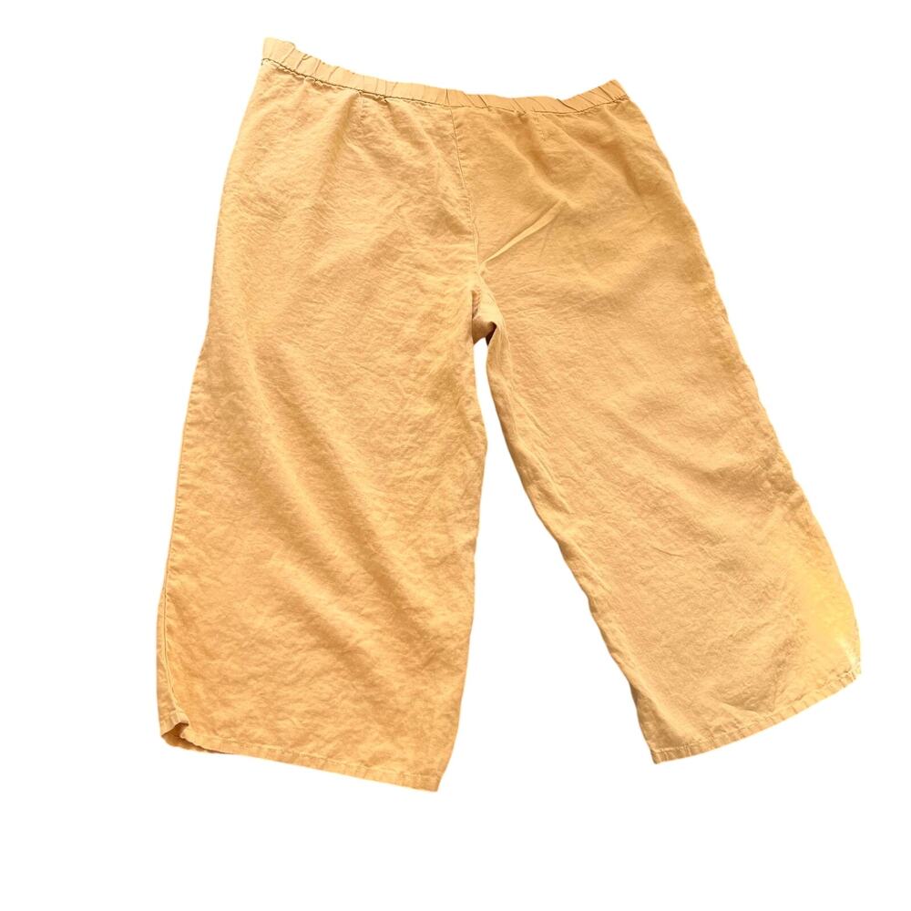 J.Jill  Love Linen Pants Womens 3X Yellow Boho Wide Leg Cropped Minimalist Beach - Picture 4 of 8